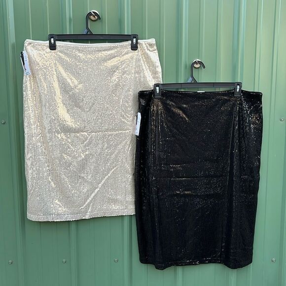 Women's Sequin Skirt with Side Slit, 2-Pack Size XXXL - Picture 2 of 12